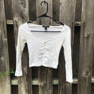 White Button Cropped Top